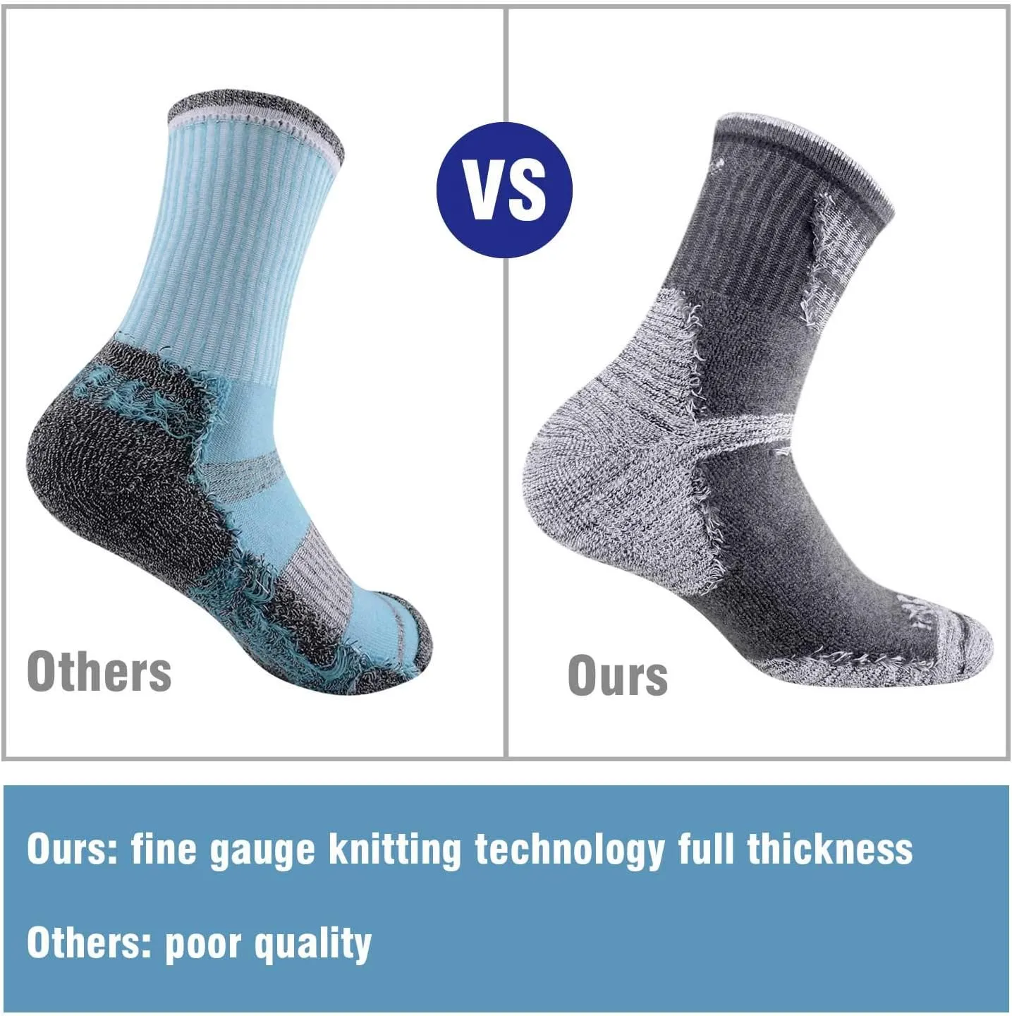 FEIDEER Men's Hiking Walking Socks, Multi-pack Wicking Cushioned Outdoor Recreation Quarter Crew Socks