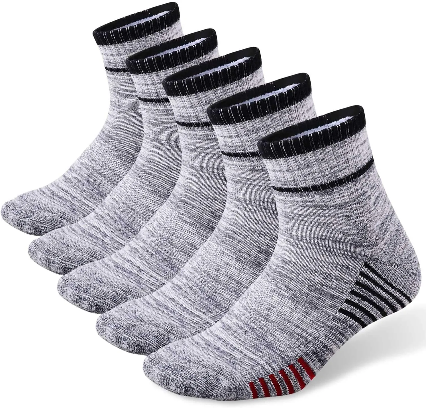 FEIDEER Men's Walking Hiking Socks, Wicking Cushion Quarter Crew Socks for Mens Outdoor Sports, 3/4/5 Pair, 6-15 Size