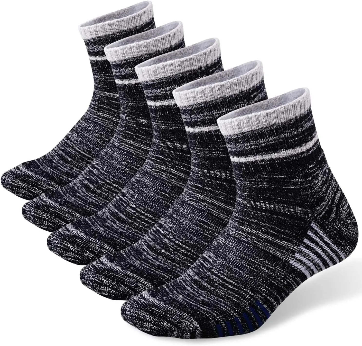 FEIDEER Men's Walking Hiking Socks, Wicking Cushion Quarter Crew Socks for Mens Outdoor Sports, 3/4/5 Pair, 6-15 Size