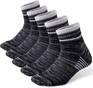 FEIDEER Men's Walking Hiking Socks, Wicking Cushion Quarter Crew Socks for Mens Outdoor Sports, 3/4/5 Pair, 6-15 Size