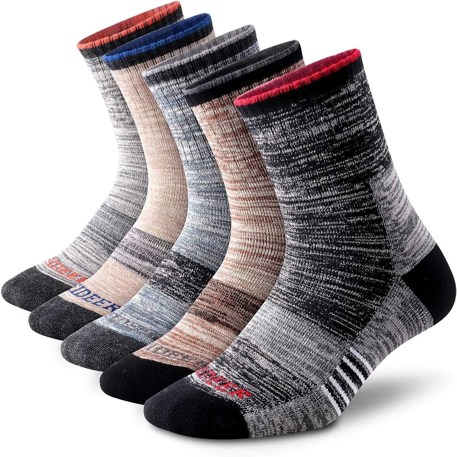 FEIDEER Men's Walking Hiking Socks, Wicking Cushion Quarter Crew Socks for Mens Outdoor Sports, 3/4/5 Pair, 6-15 Size