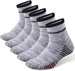FEIDEER Men's Walking Hiking Socks, Wicking Cushion Quarter Crew Socks for Mens Outdoor Sports, 3/4/5 Pair, 6-15 Size