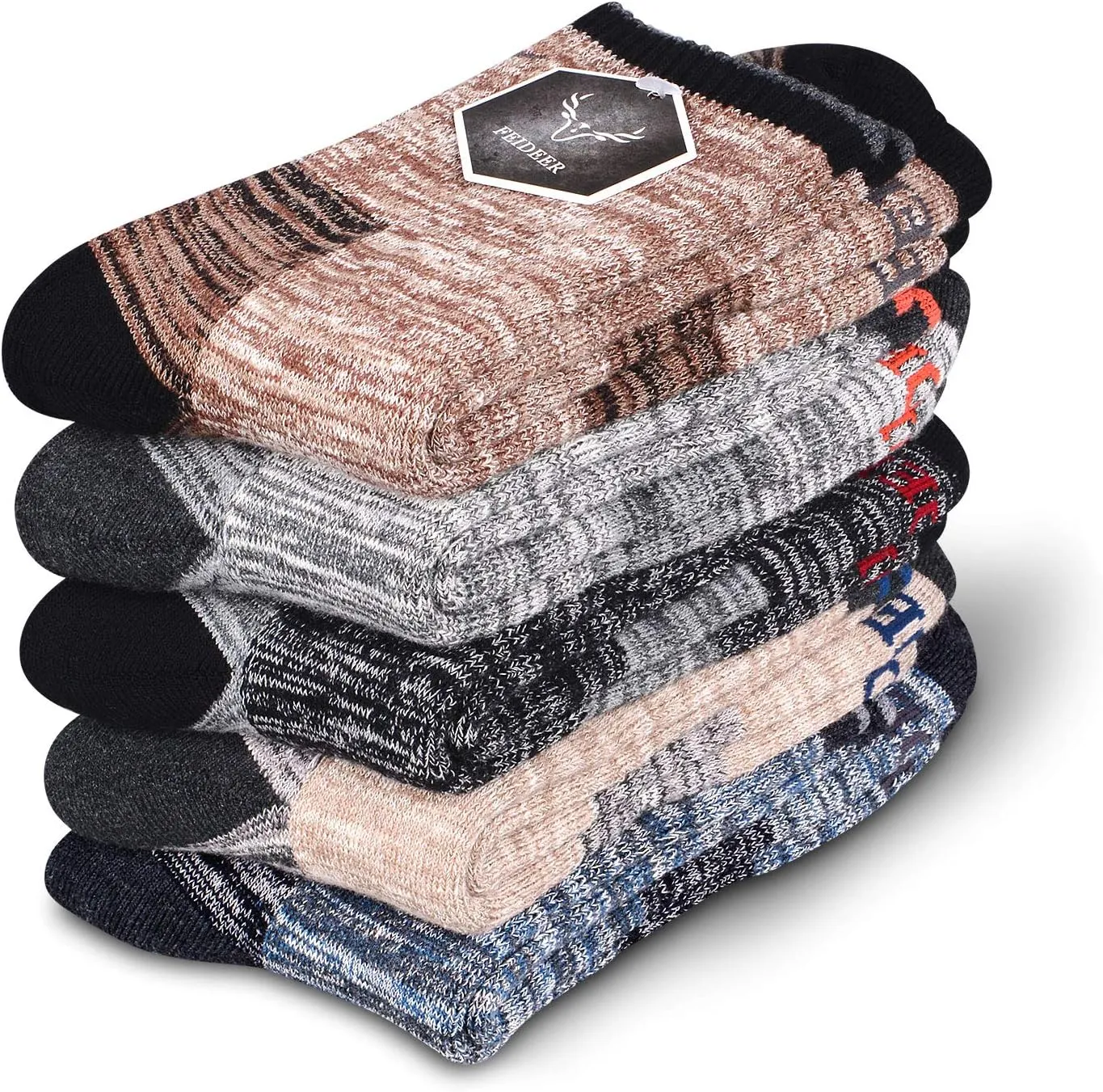 FEIDEER Men's Walking Hiking Socks, Wicking Cushion Quarter Crew Socks for Mens Outdoor Sports, 3/4/5 Pair, 6-15 Size