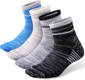 FEIDEER Men's Walking Hiking Socks, Wicking Cushion Quarter Crew Socks for Mens Outdoor Sports, 3/4/5 Pair, 6-15 Size