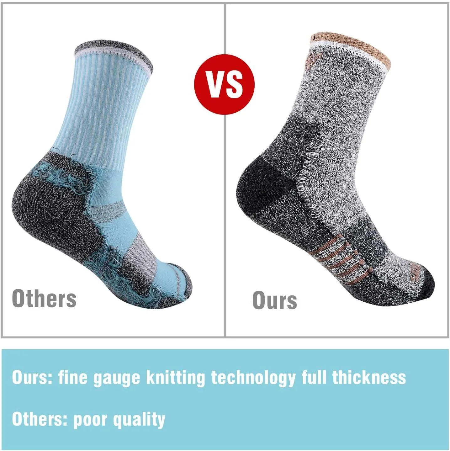 FEIDEER Men's Women's Hiking Walking Socks, Unisex Moisture Wicking Cotton Cushion Ankle Quarter Crew Socks with Arch Support