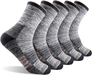 FEIDEER Men's Women's Hiking Walking Socks, Unisex Moisture Wicking Cotton Cushion Ankle Quarter Crew Socks with Arch Support