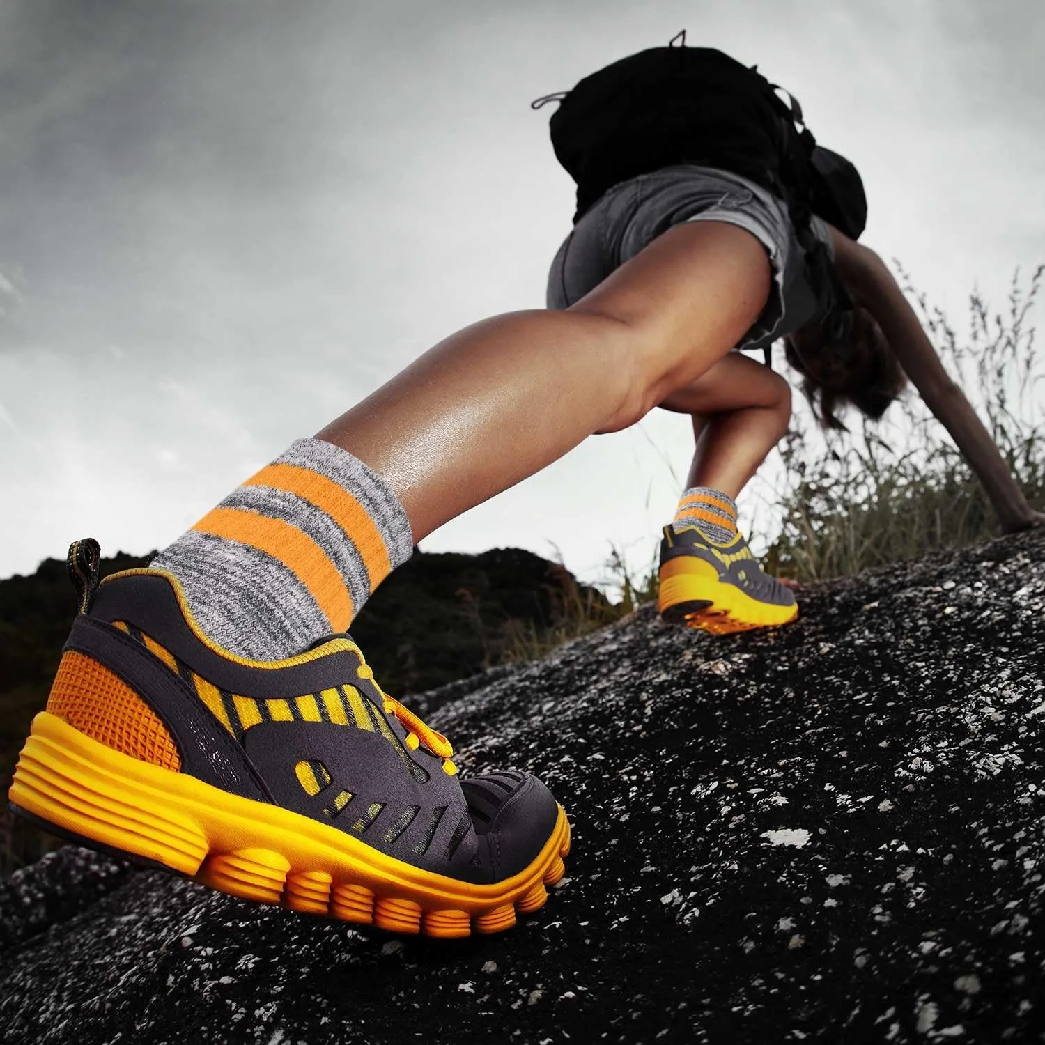FEIDEER Women's Hiking Walking Socks, 4-Pack Outdoor Recreation Socks Wicking Cushion Crew Socks