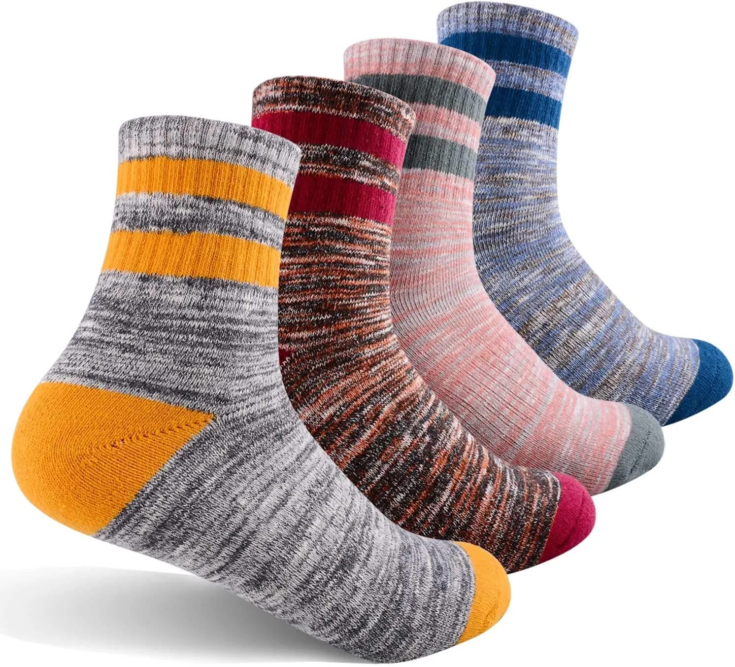 FEIDEER Women's Hiking Walking Socks, 4-Pack Outdoor Recreation Socks Wicking Cushion Crew Socks