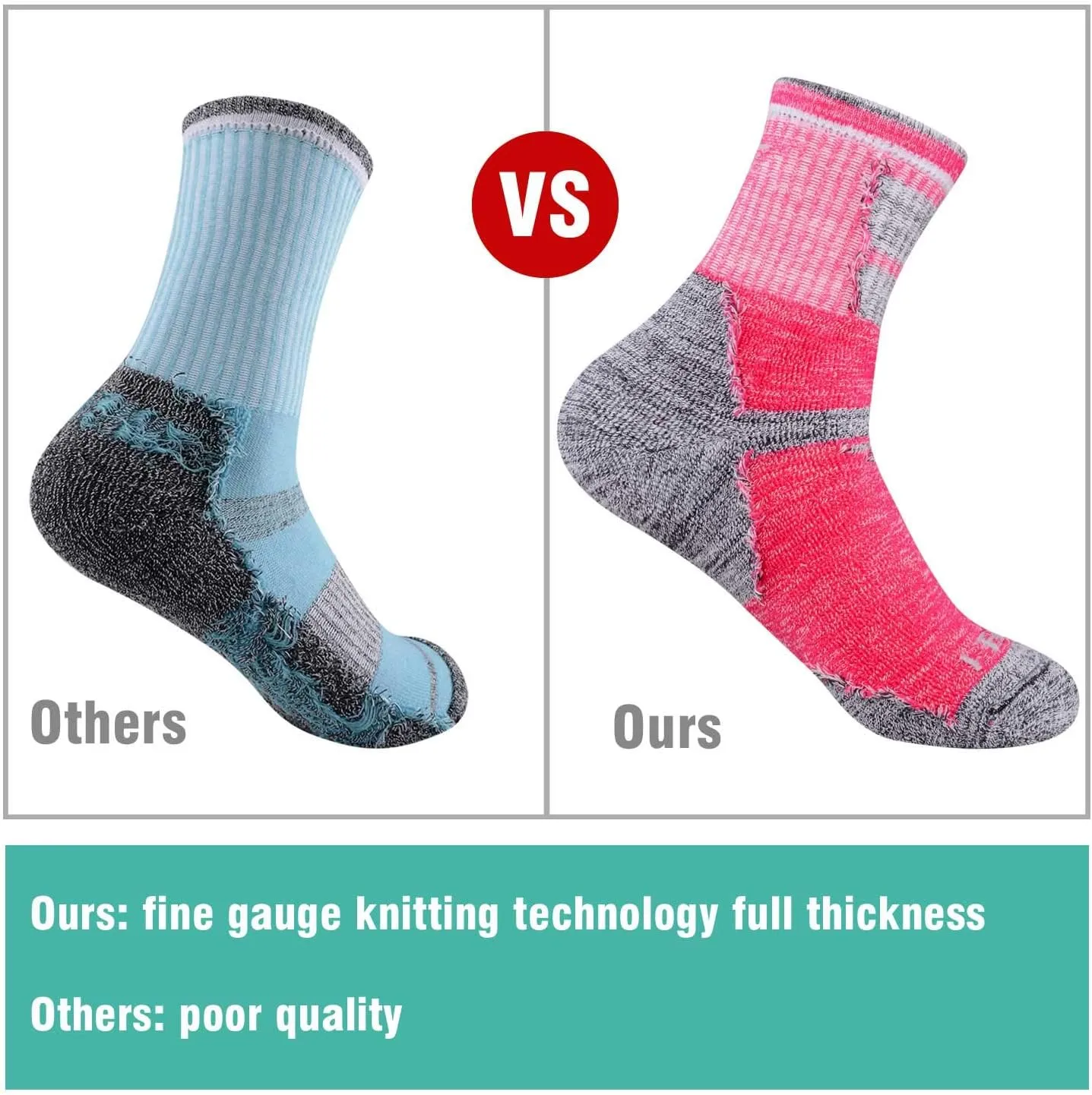 FEIDEER Women's Hiking Walking Socks, 4-Pack Outdoor Recreation Socks Wicking Cushion Crew Socks