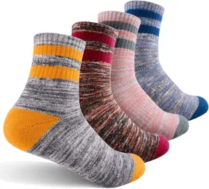 FEIDEER Women's Hiking Walking Socks, 4-Pack Outdoor Recreation Socks Wicking Cushion Crew Socks