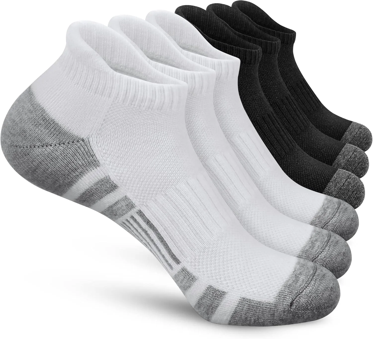 Felicigeely Ankle Athletic Running Socks Low Cut Sports Socks Breathable Cushioned Tab Socks for Men Women 6 Pairs