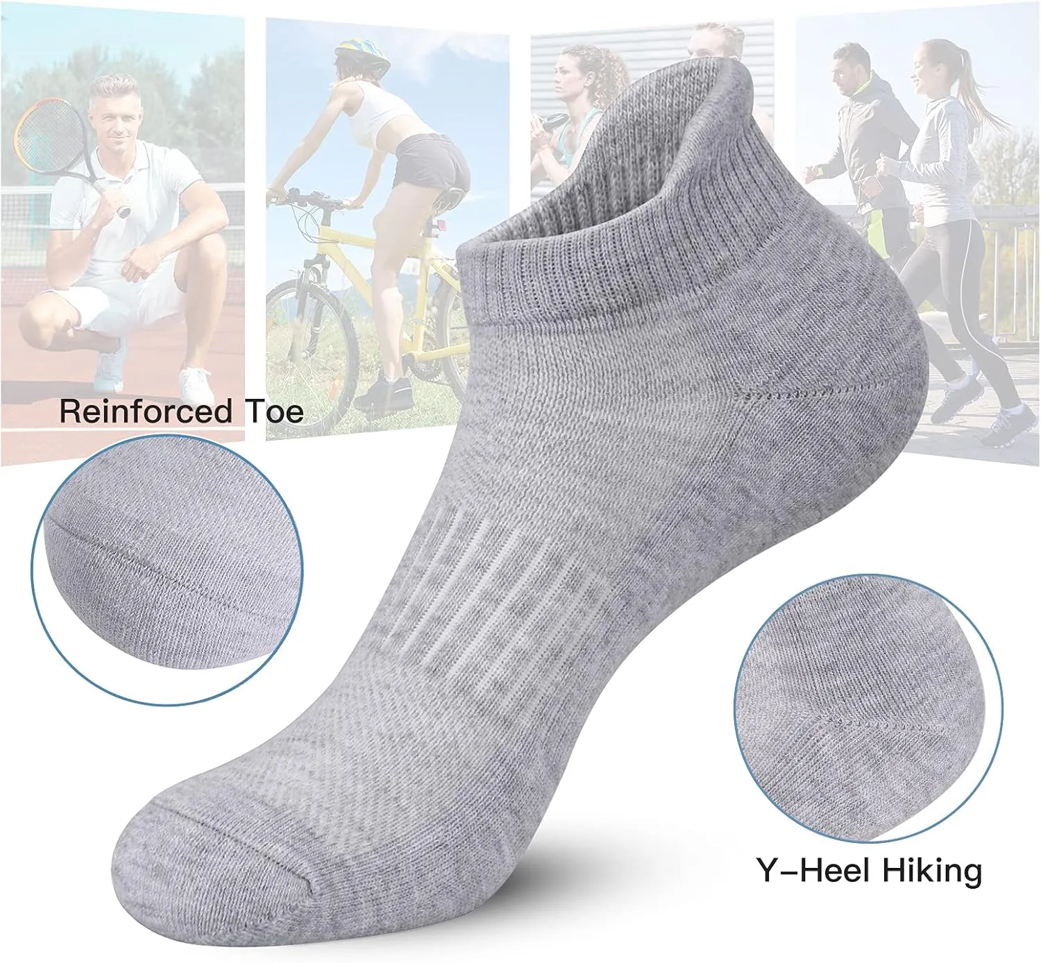 Felicigeely Ankle Athletic Running Socks Low Cut Sports Socks Breathable Cushioned Tab Socks for Men Women 6 Pairs