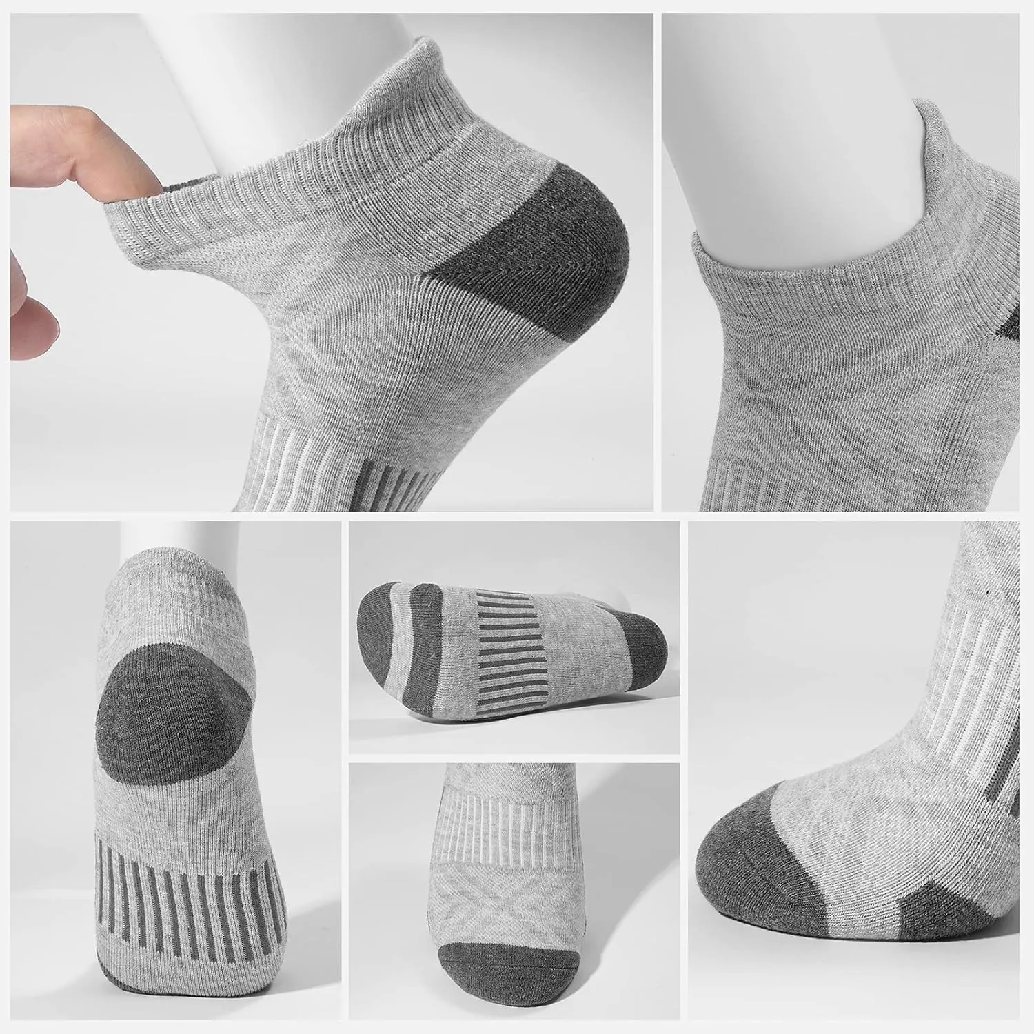 Felicigeely Ankle Athletic Running Socks Low Cut Sports Socks Breathable Cushioned Tab Socks for Men Women 6 Pairs