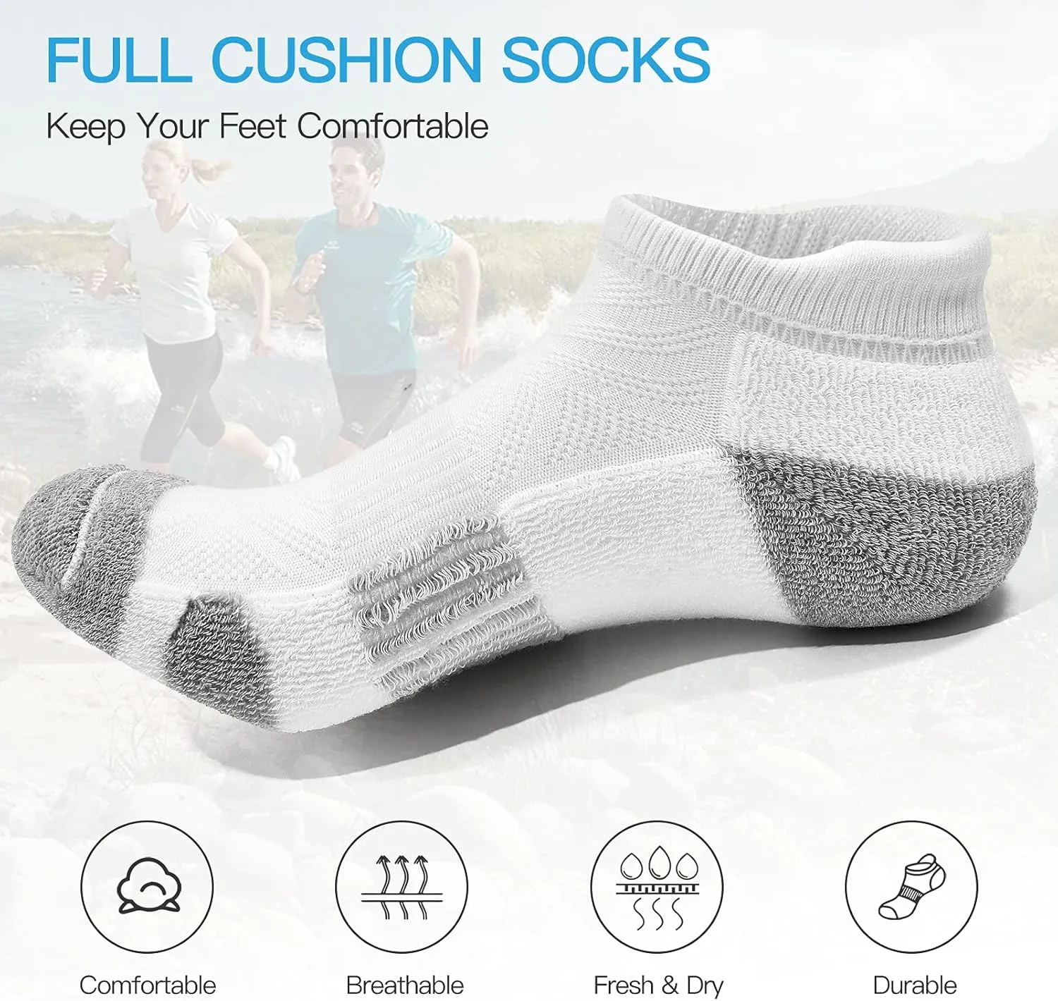 Felicigeely Ankle Athletic Running Socks Low Cut Sports Socks Breathable Cushioned Tab Socks for Men Women 6 Pairs