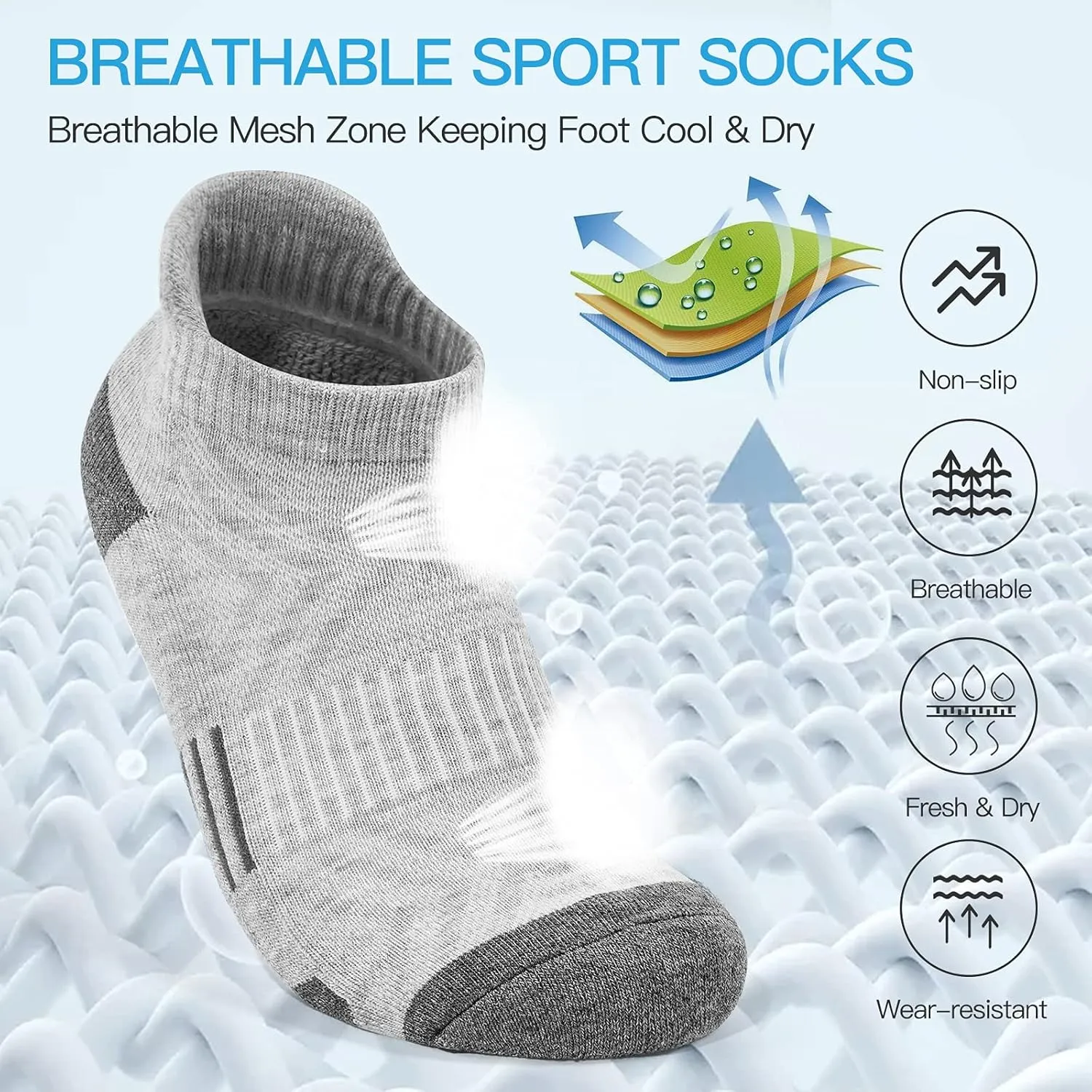Felicigeely Ankle Athletic Running Socks Low Cut Sports Socks Breathable Cushioned Tab Socks for Men Women 6 Pairs