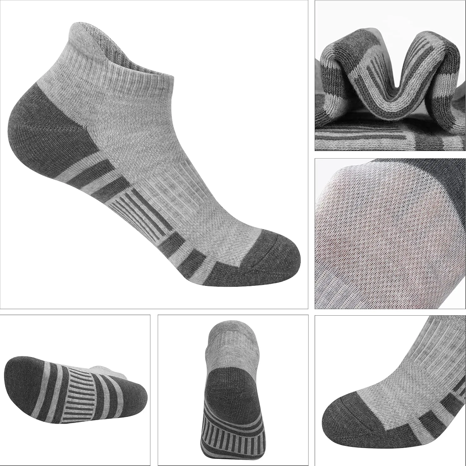 Felicigeely Ankle Athletic Running Socks Low Cut Sports Socks Breathable Cushioned Tab Socks for Men Women 6 Pairs