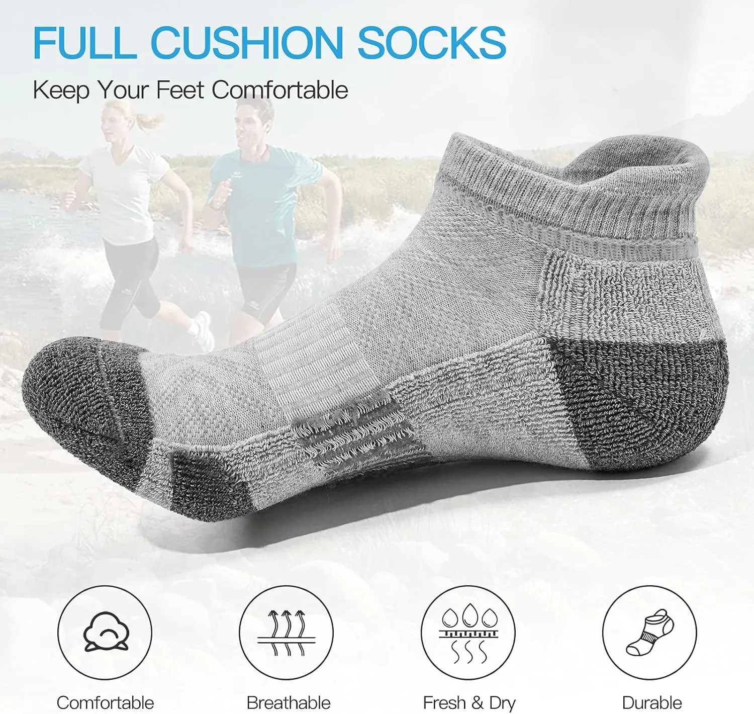 Felicigeely Ankle Athletic Running Socks Low Cut Sports Socks Breathable Cushioned Tab Socks for Men Women 6 Pairs