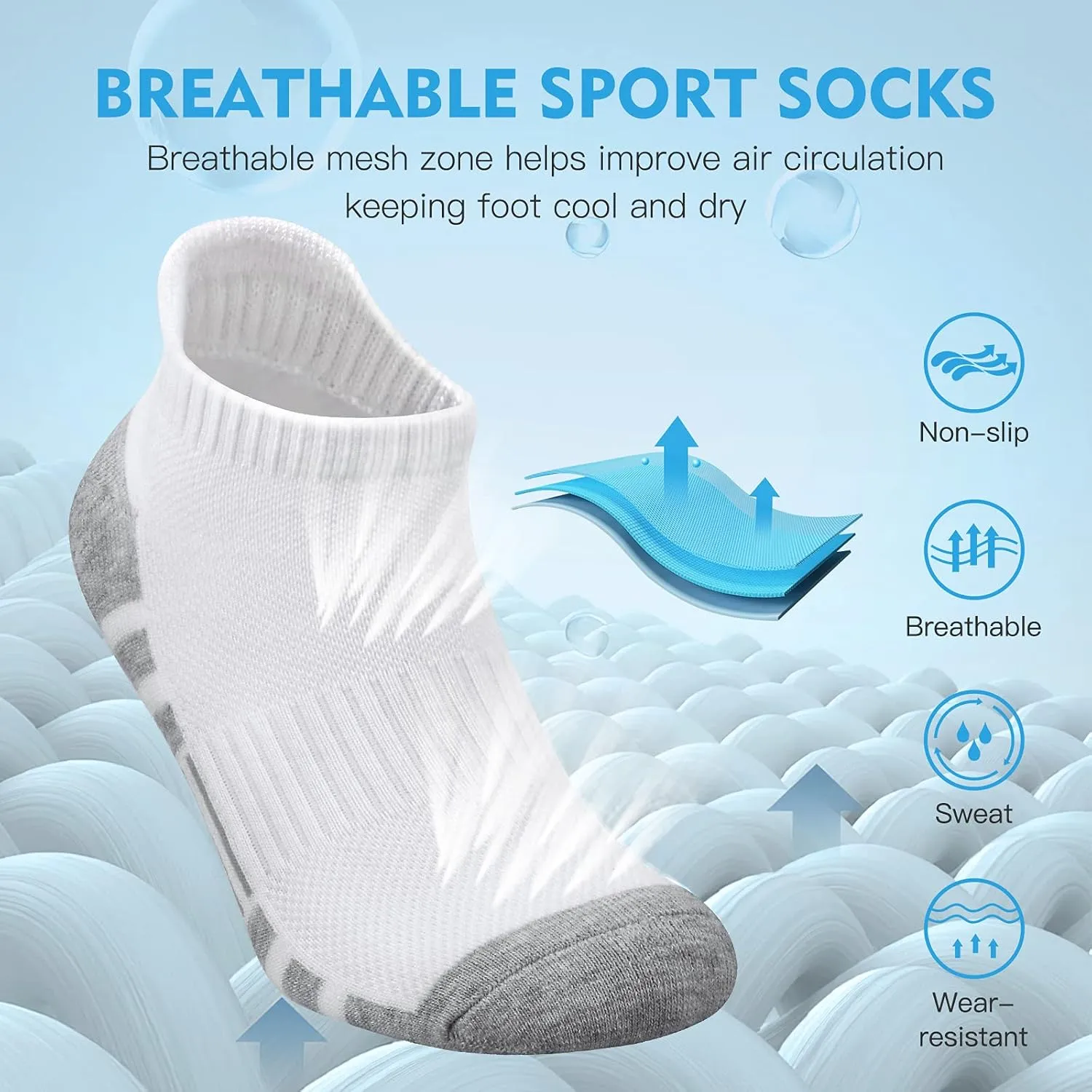 Felicigeely Ankle Athletic Running Socks Low Cut Sports Socks Breathable Cushioned Tab Socks for Men Women 6 Pairs