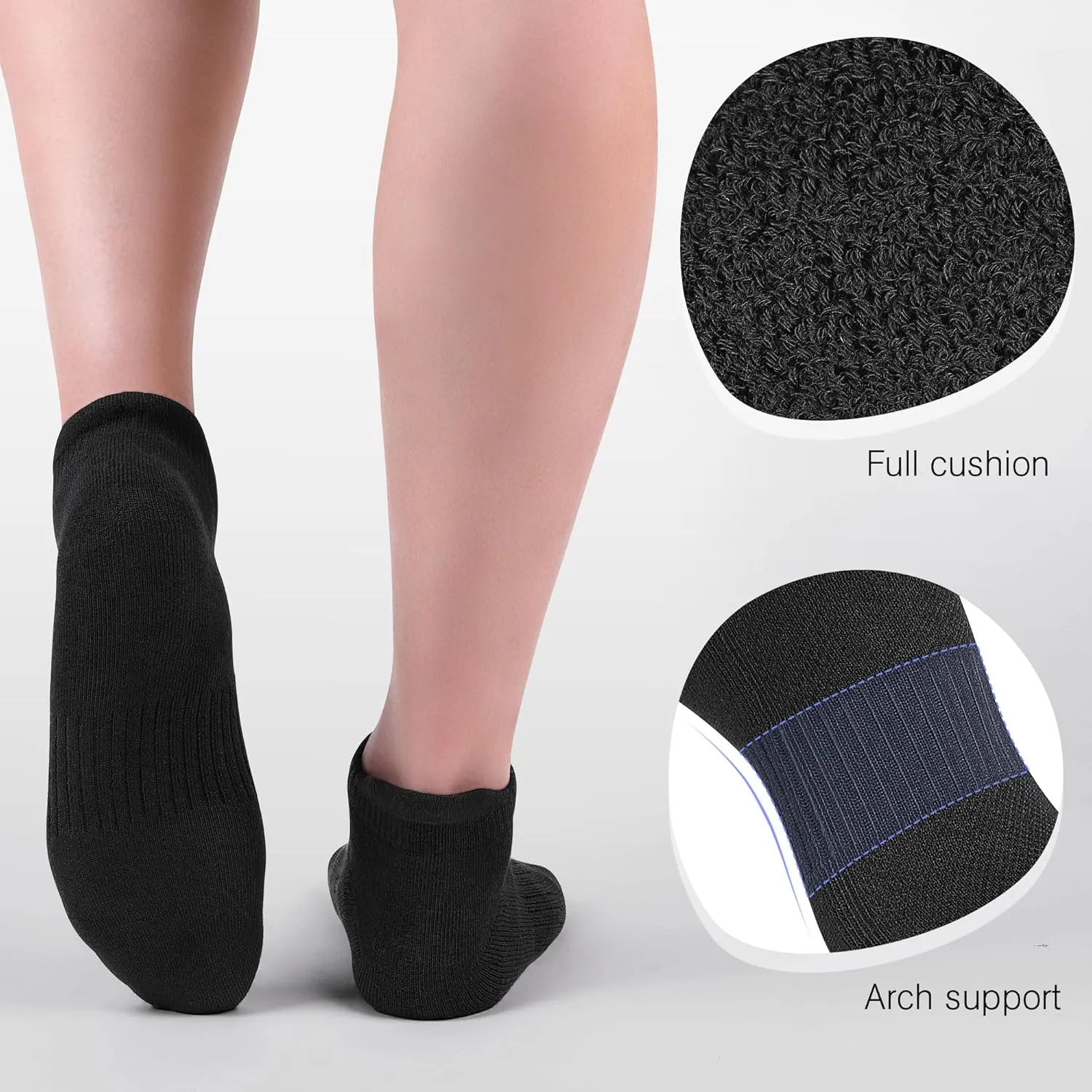 Felicigeely Ankle Athletic Running Socks Low Cut Sports Socks Breathable Cushioned Tab Socks for Men Women 6 Pairs