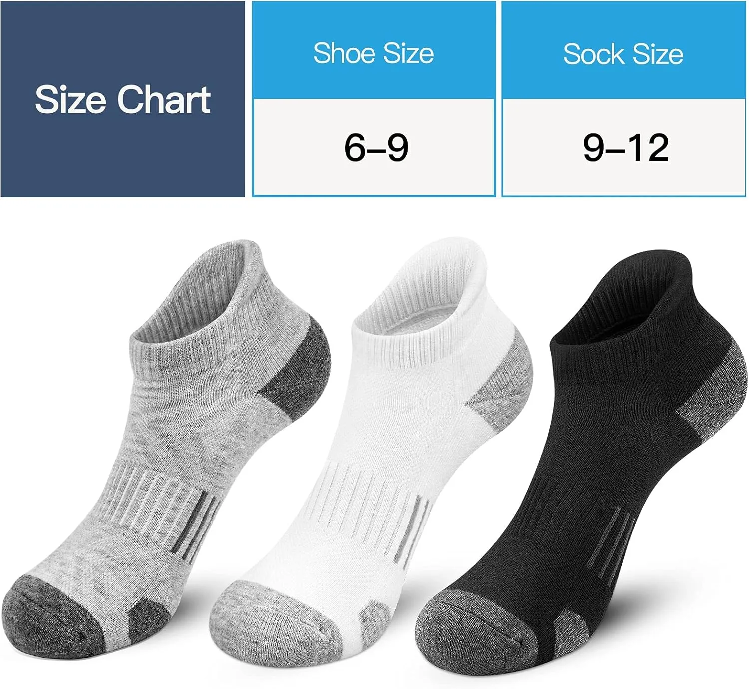 Felicigeely Ankle Athletic Running Socks Low Cut Sports Socks Breathable Cushioned Tab Socks for Men Women 6 Pairs