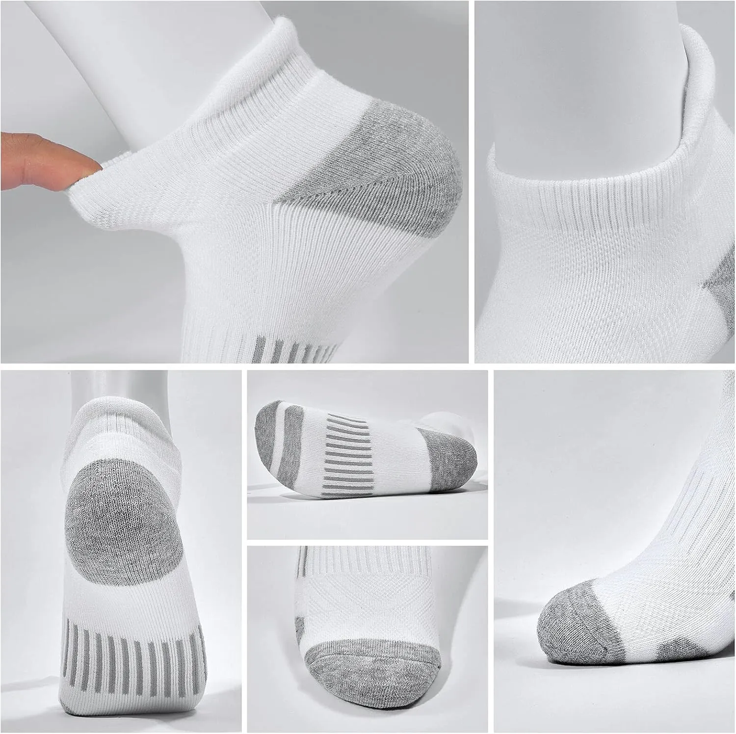 Felicigeely Ankle Athletic Running Socks Low Cut Sports Socks Breathable Cushioned Tab Socks for Men Women 6 Pairs