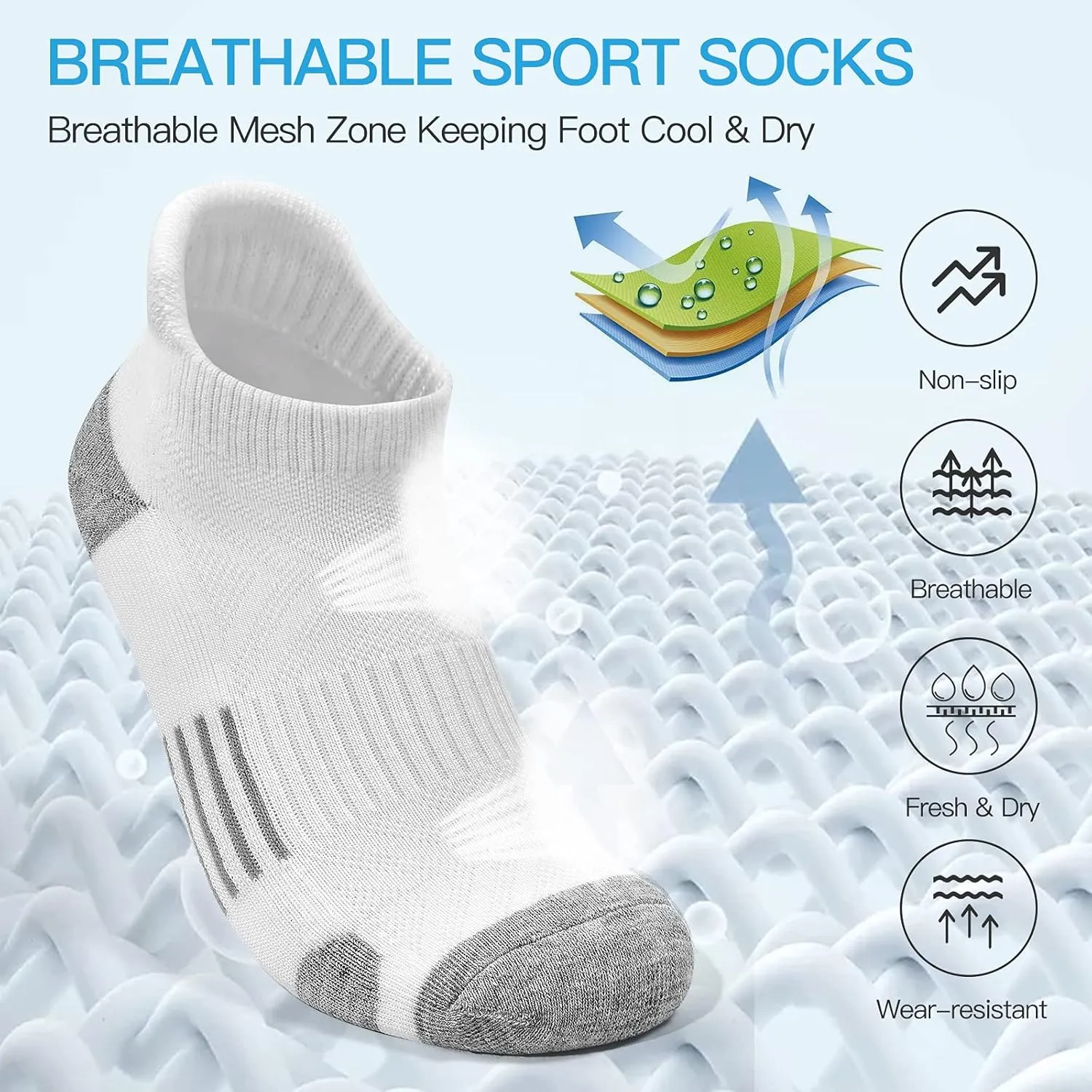 Felicigeely Ankle Athletic Running Socks Low Cut Sports Socks Breathable Cushioned Tab Socks for Men Women 6 Pairs