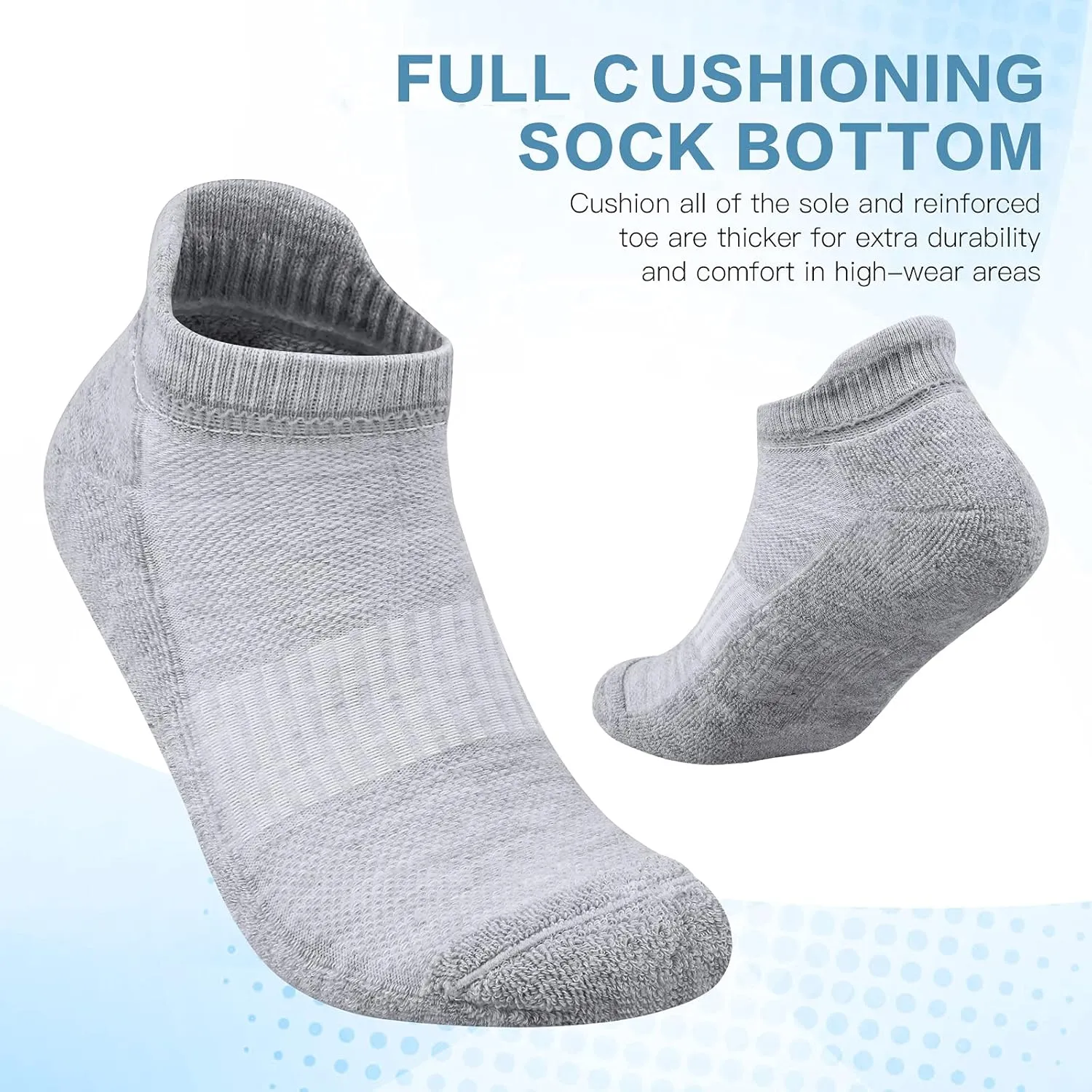 Felicigeely Ankle Athletic Running Socks Low Cut Sports Socks Breathable Cushioned Tab Socks for Men Women 6 Pairs