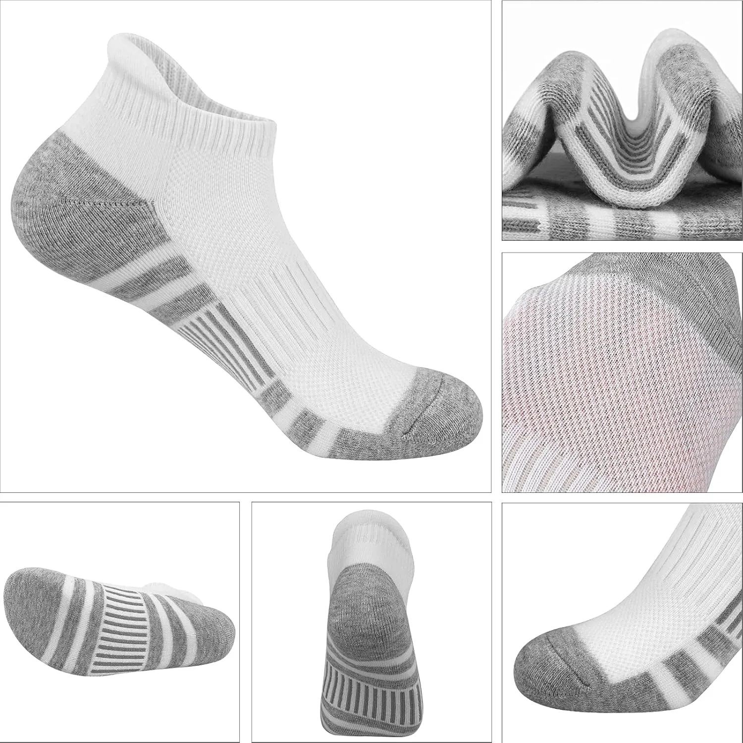 Felicigeely Ankle Athletic Running Socks Low Cut Sports Socks Breathable Cushioned Tab Socks for Men Women 6 Pairs