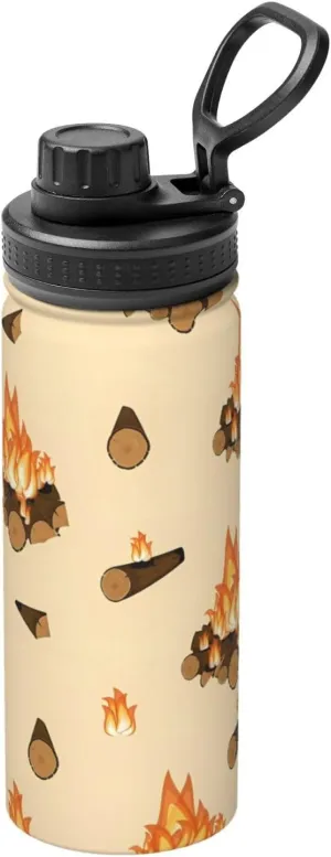 Fire and Wood Sports Water Bottle 18 Oz Stainless Steel Sports Insulated Kettle for Travel Outdoor Gym