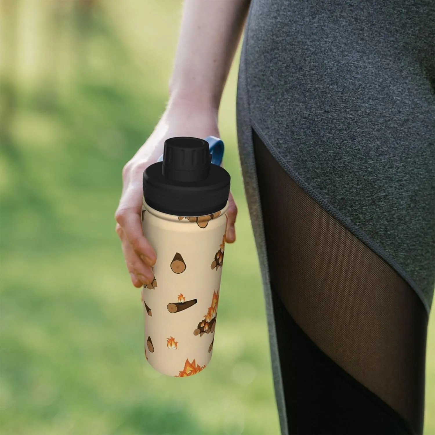 Fire and Wood Sports Water Bottle 18 Oz Stainless Steel Sports Insulated Kettle for Travel Outdoor Gym