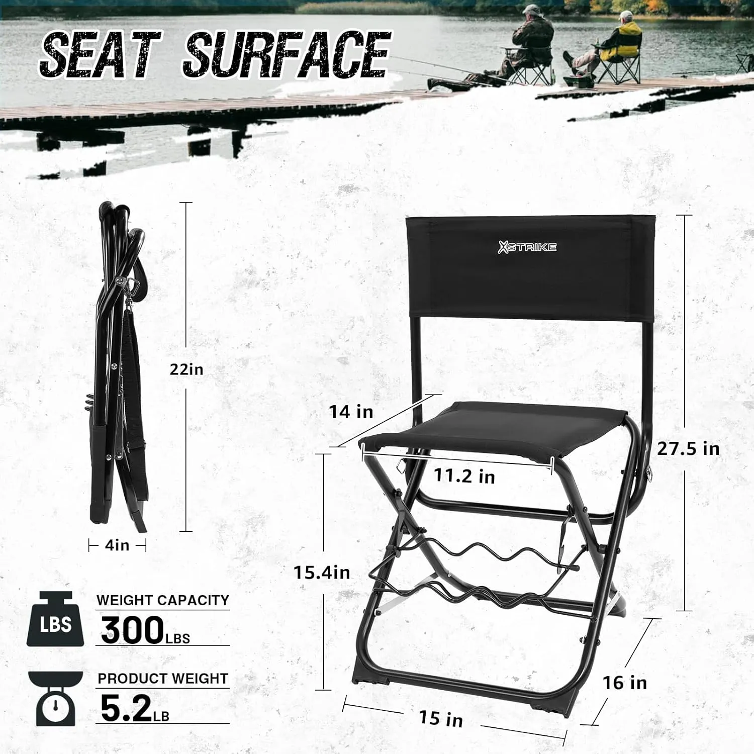 Fishing Chairs with Rod Holder Outdoor Folding Fishing Stool