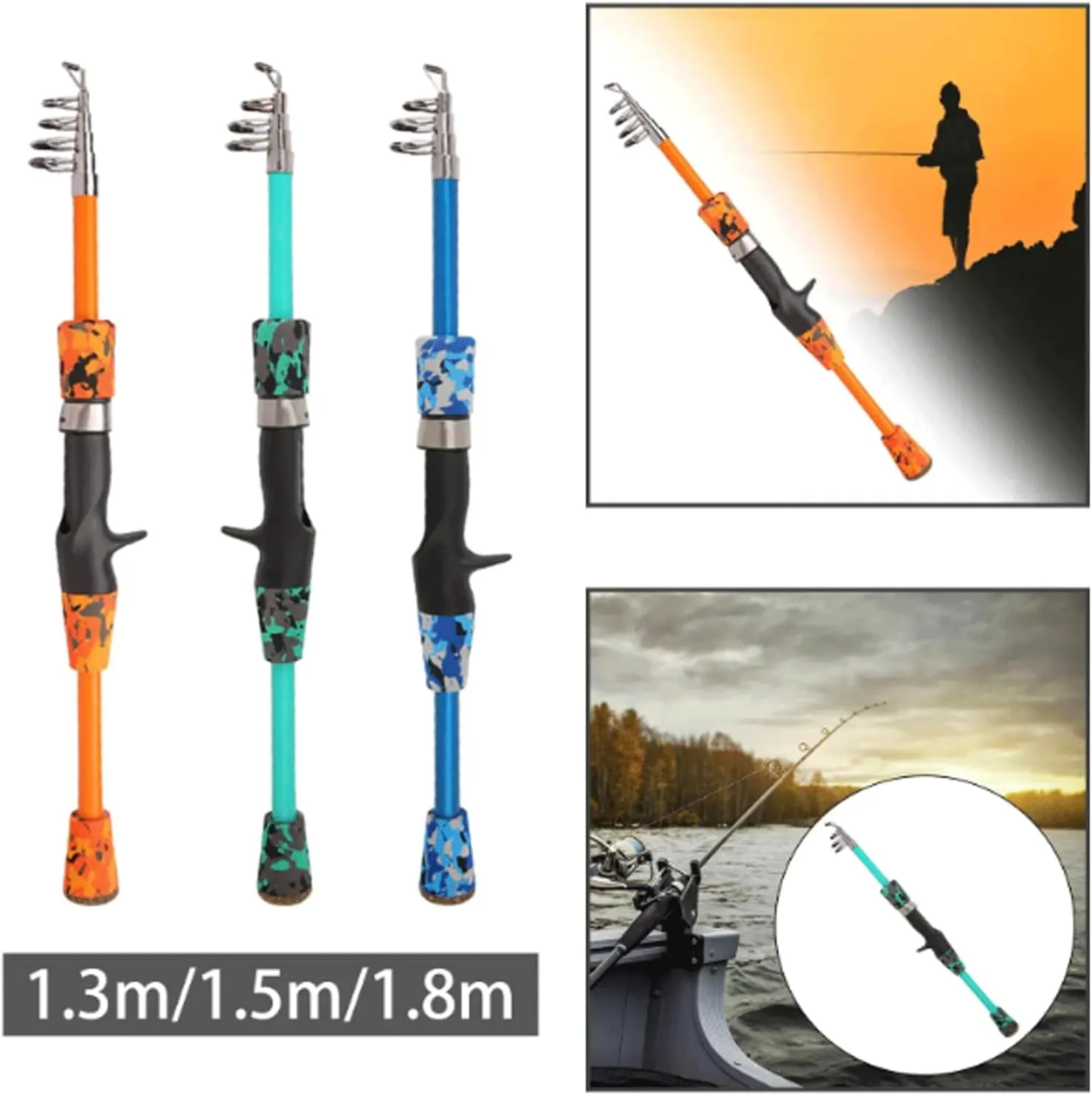 Fishing Rods 1.3M 1.5M 1.8M Telescopic Fishing Rod Lightweight Portable Fish Rod Comfortable EVA Handle Fishing Rod Fishing Accessories