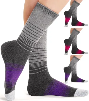 FITRELL 4 Pack Women's Merino Wool Hiking Socks Wicking Cushioned Warm Thermal Walking Boot Crew Socks Woollen Socks