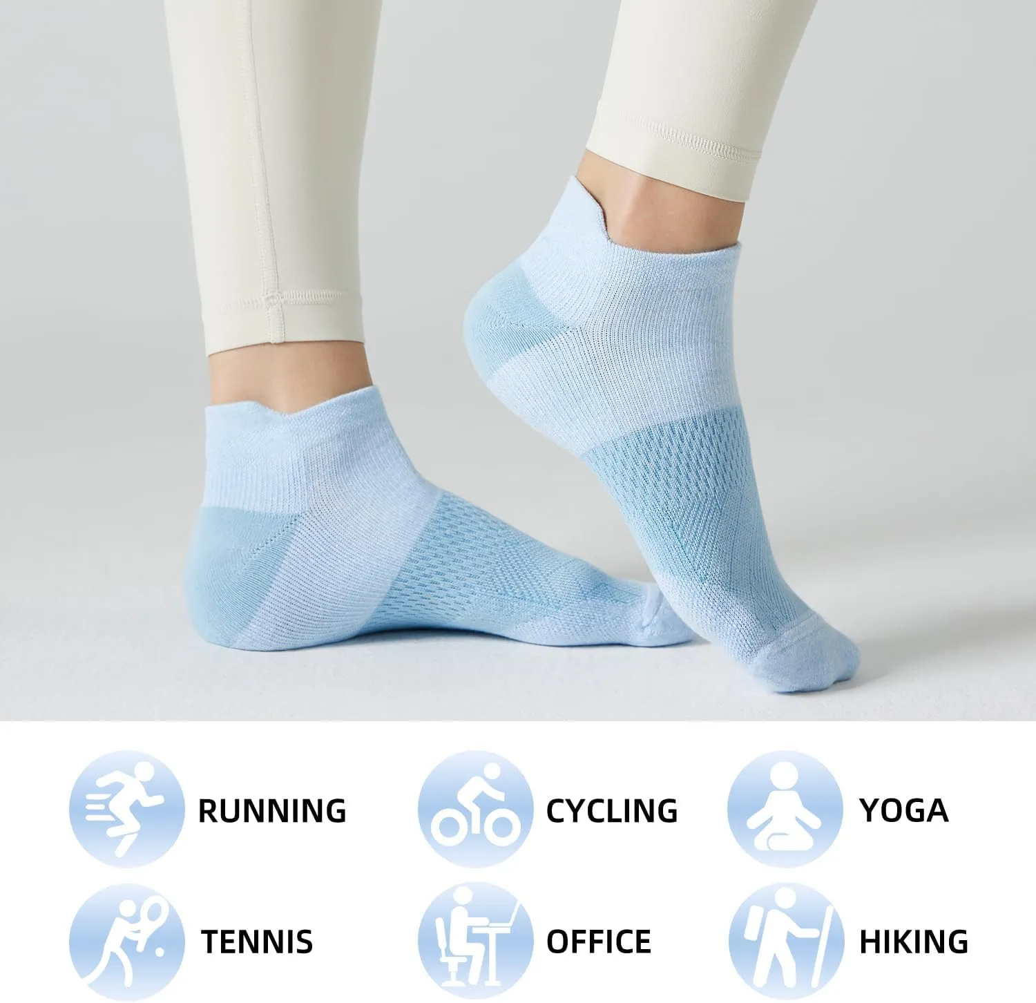 FITRELL 5-6 Pairs Ankle Running Socks for Women Athletic Cushioned Low Cut Tab Sports Socks