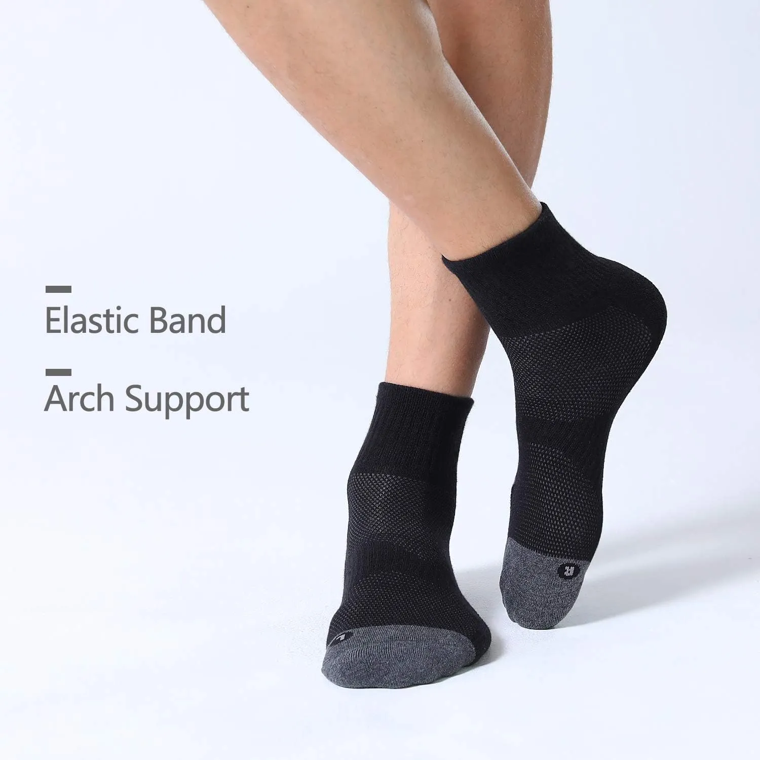 FITRELL 6 Pack Men's Athletic Ankle Socks Cushioned Sports Running Socks 7-9/9-12/12-15
