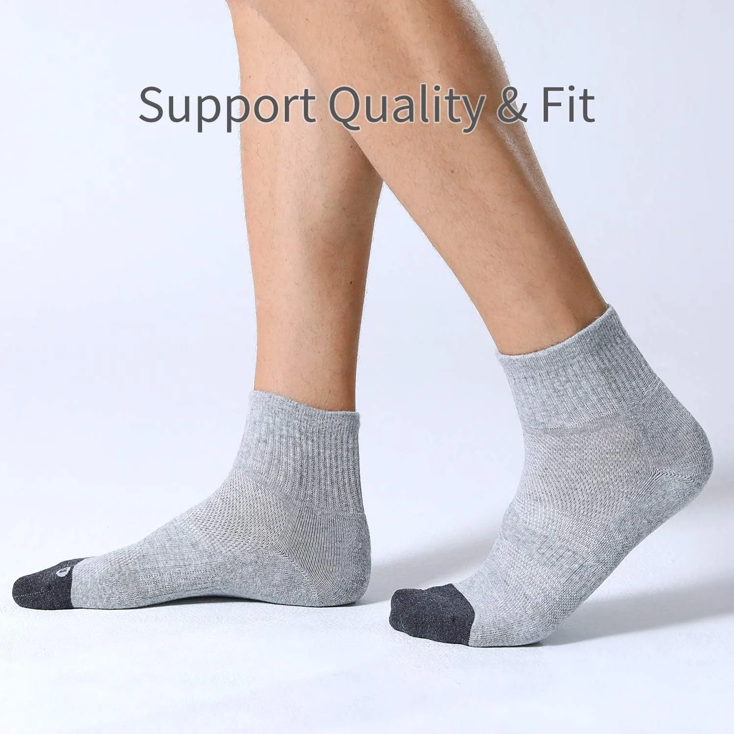 FITRELL 6 Pack Men's Athletic Ankle Socks Cushioned Sports Running Socks 7-9/9-12/12-15