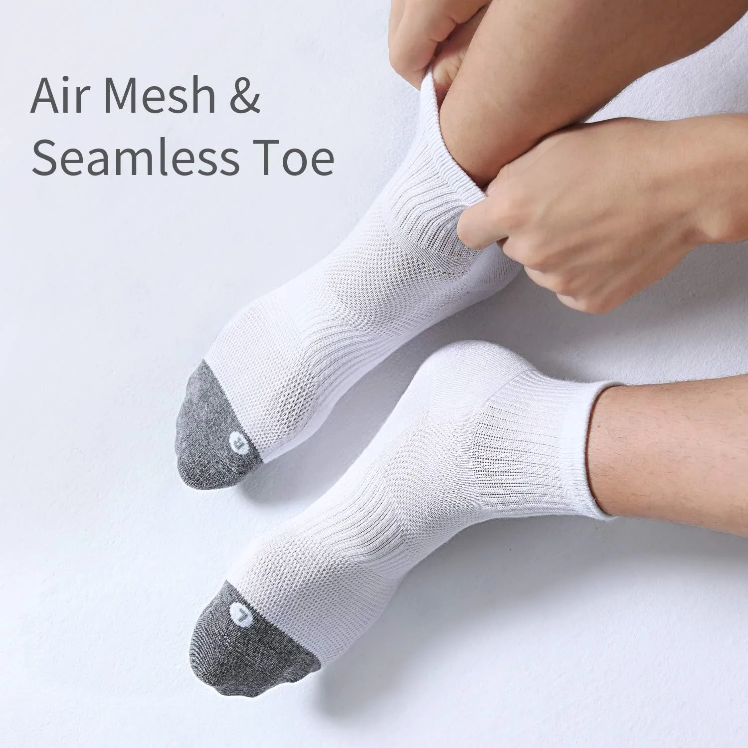 FITRELL 6 Pack Men's Athletic Ankle Socks Cushioned Sports Running Socks 7-9/9-12/12-15