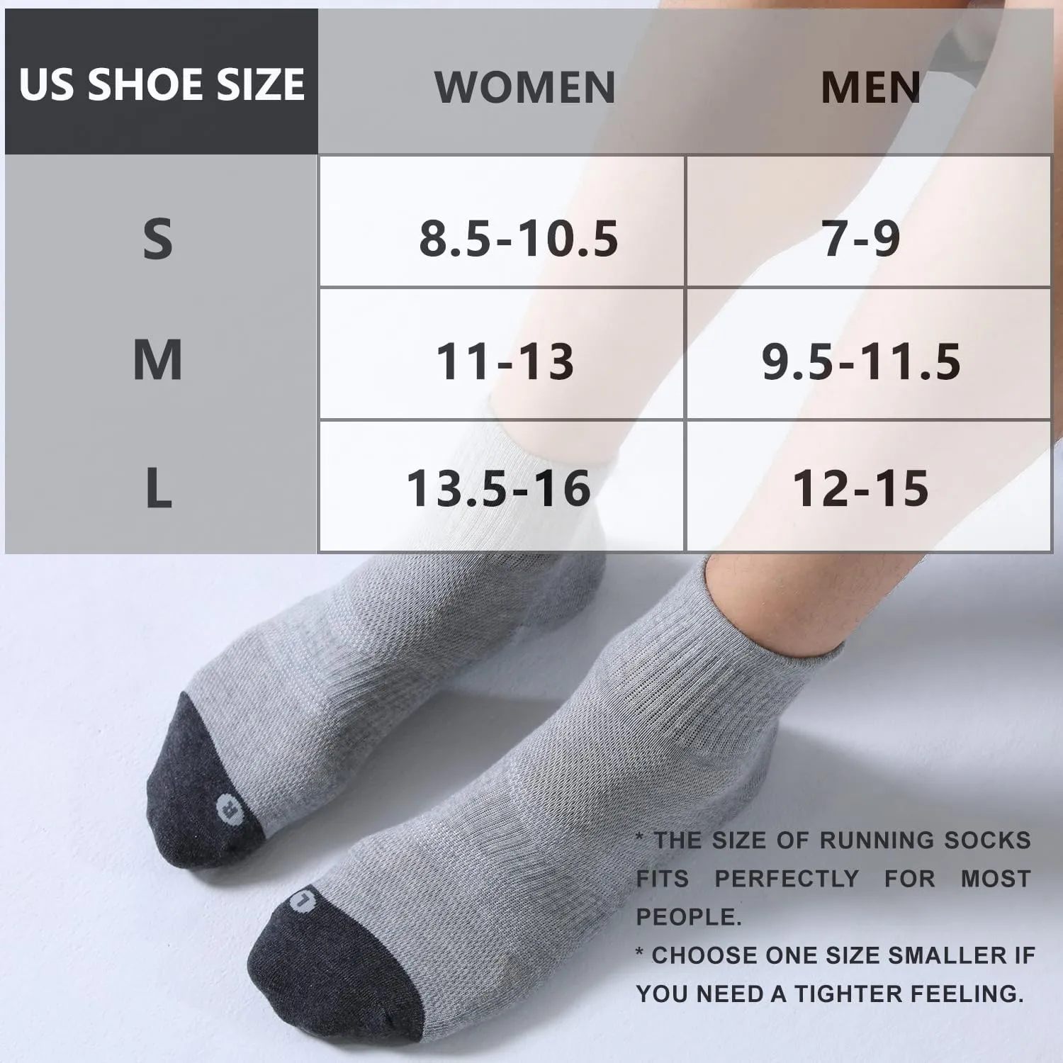 FITRELL 6 Pack Men's Athletic Ankle Socks Cushioned Sports Running Socks 7-9/9-12/12-15