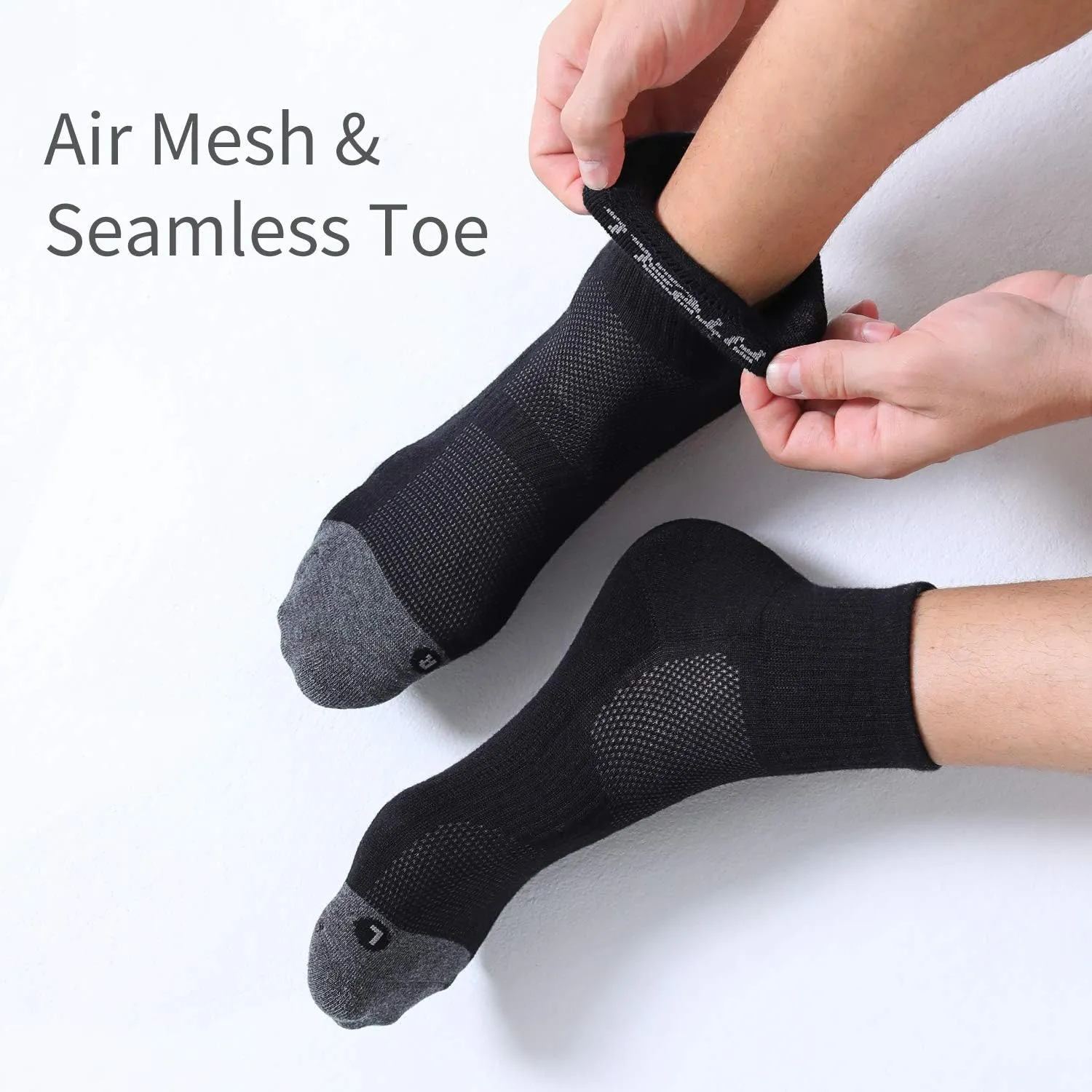 FITRELL 6 Pack Men's Athletic Ankle Socks Cushioned Sports Running Socks 7-9/9-12/12-15