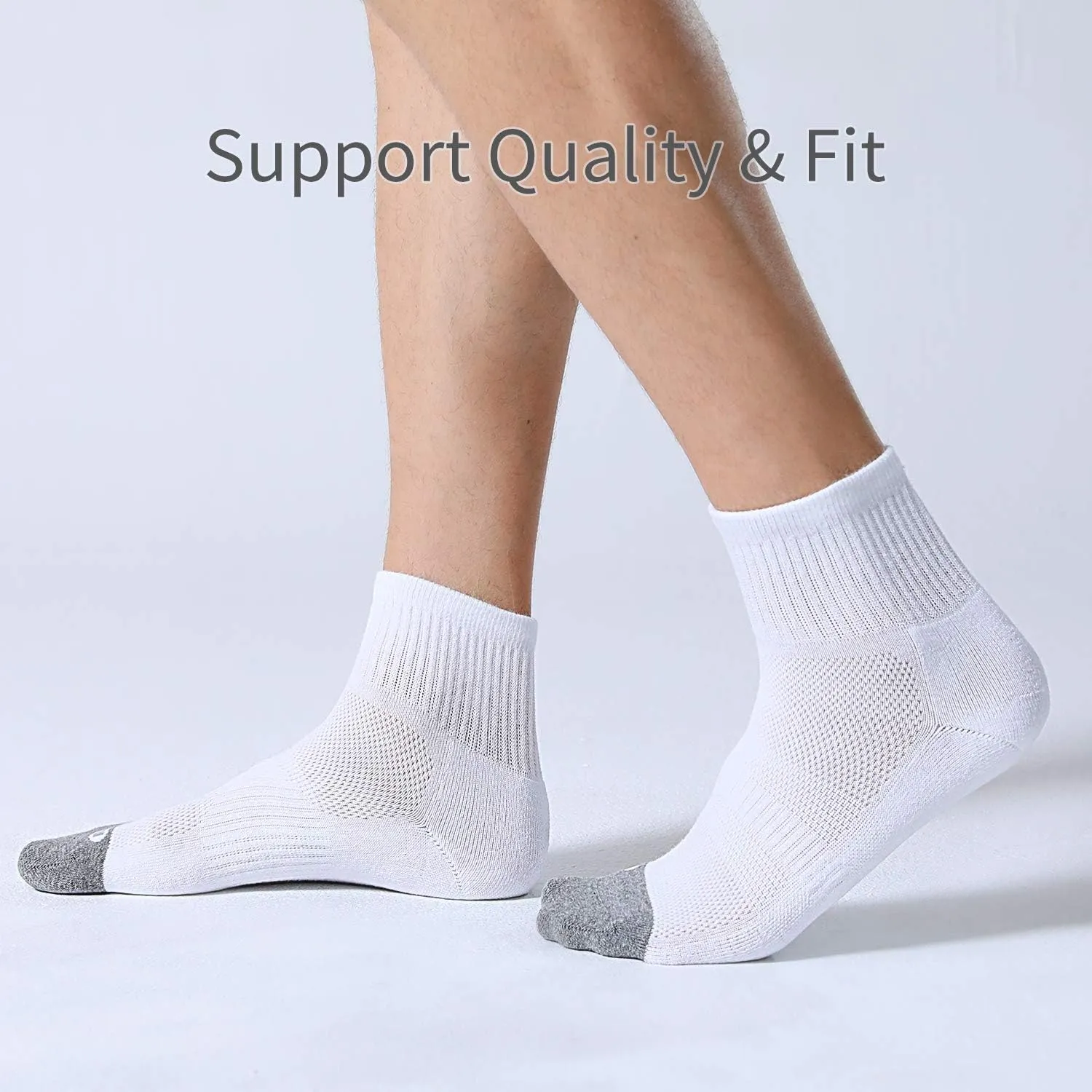 FITRELL 6 Pack Men's Athletic Ankle Socks Cushioned Sports Running Socks 7-9/9-12/12-15
