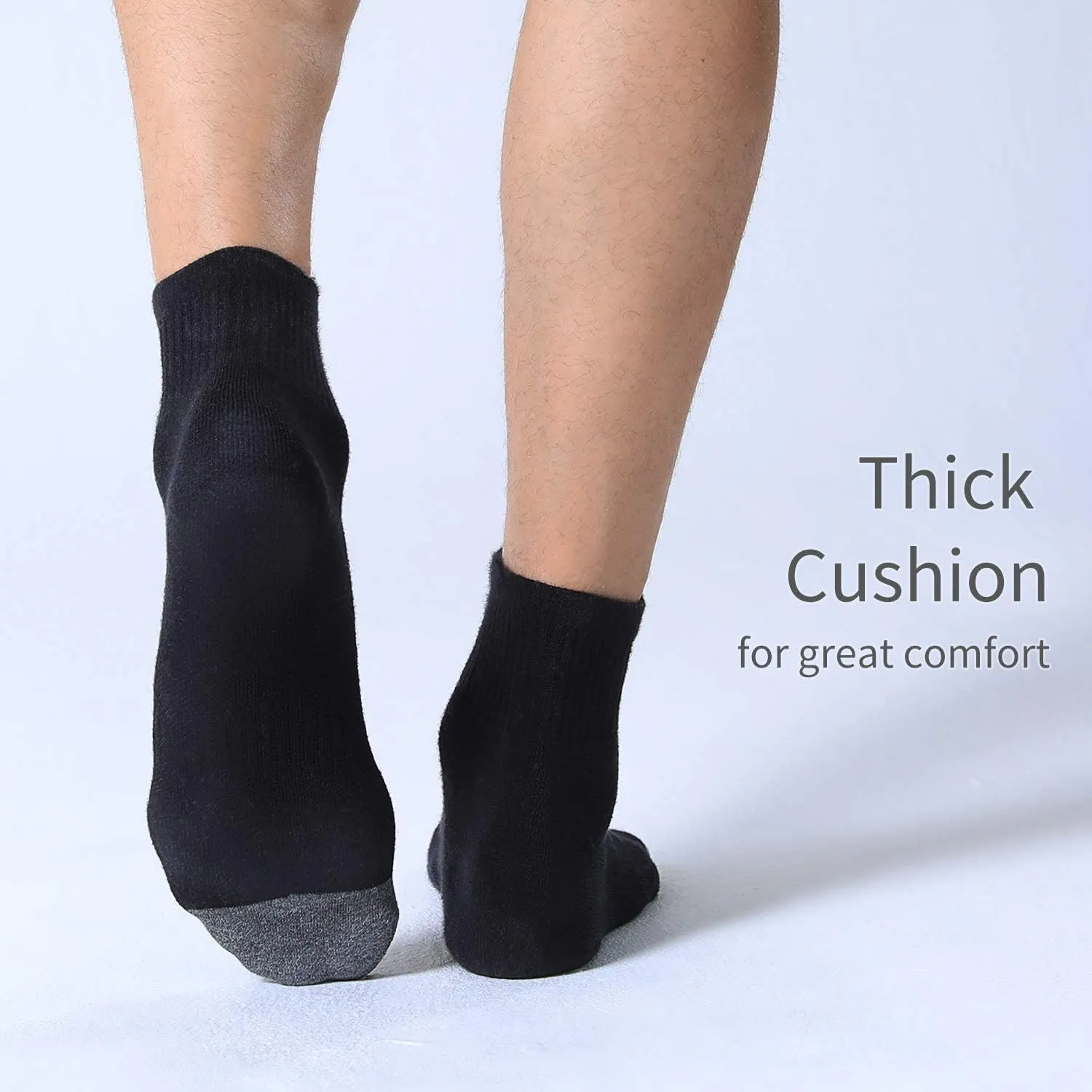 FITRELL 6 Pack Men's Athletic Ankle Socks Cushioned Sports Running Socks 7-9/9-12/12-15