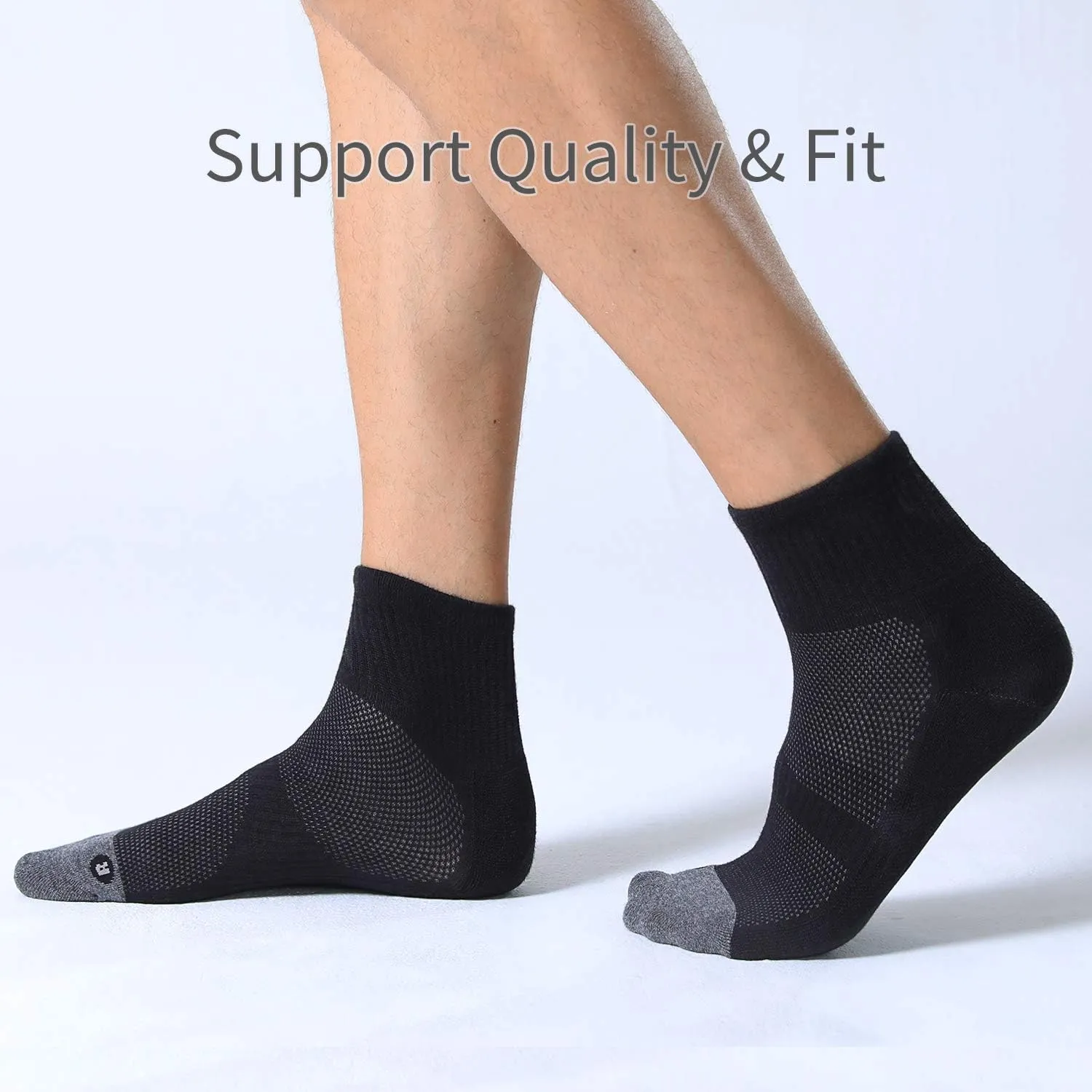 FITRELL 6 Pack Men's Athletic Ankle Socks Cushioned Sports Running Socks 7-9/9-12/12-15