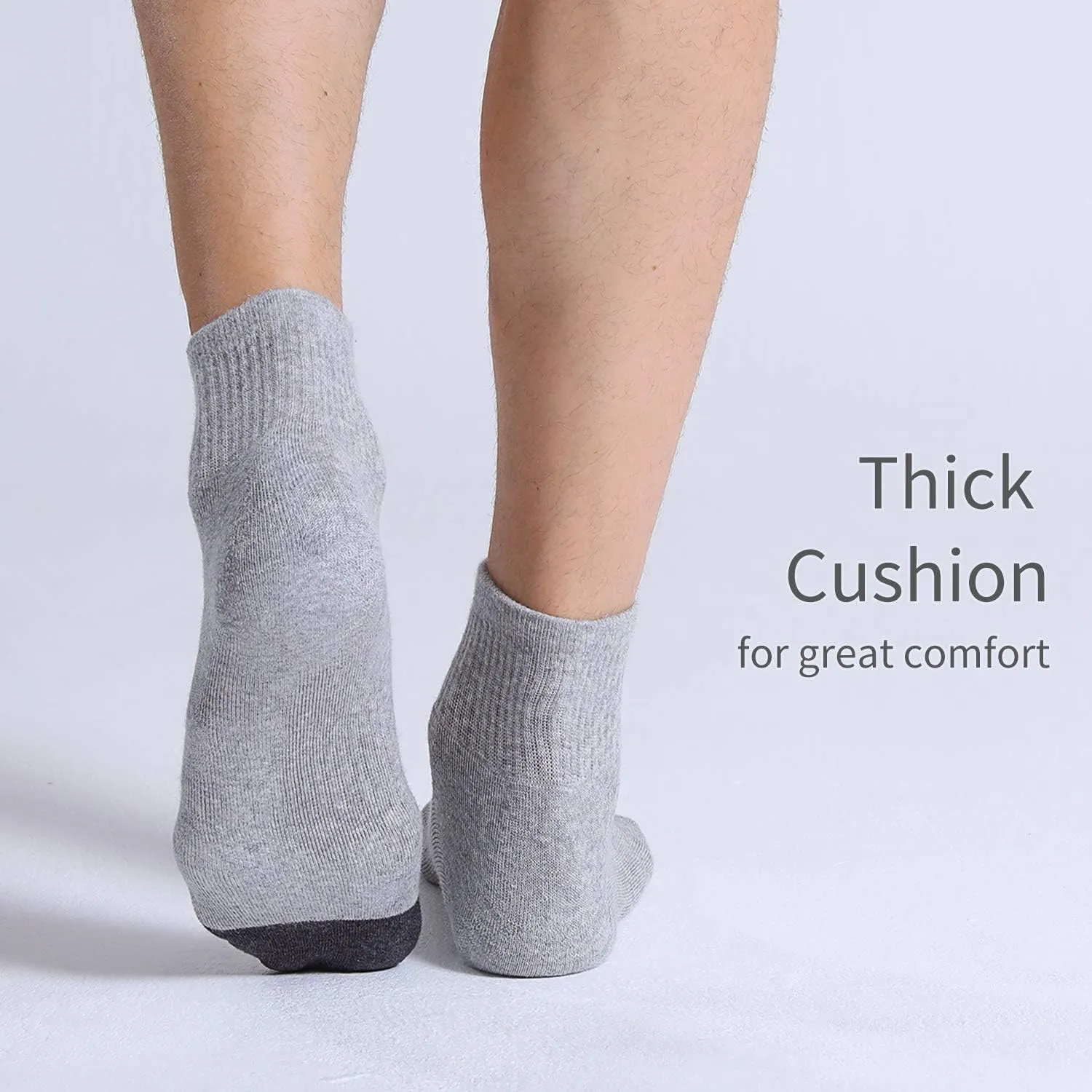 FITRELL 6 Pack Men's Athletic Ankle Socks Cushioned Sports Running Socks 7-9/9-12/12-15