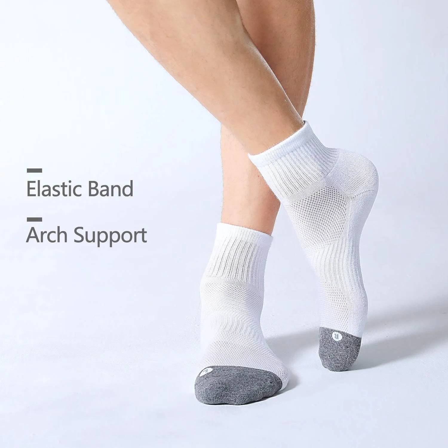 FITRELL 6 Pack Men's Athletic Ankle Socks Cushioned Sports Running Socks 7-9/9-12/12-15