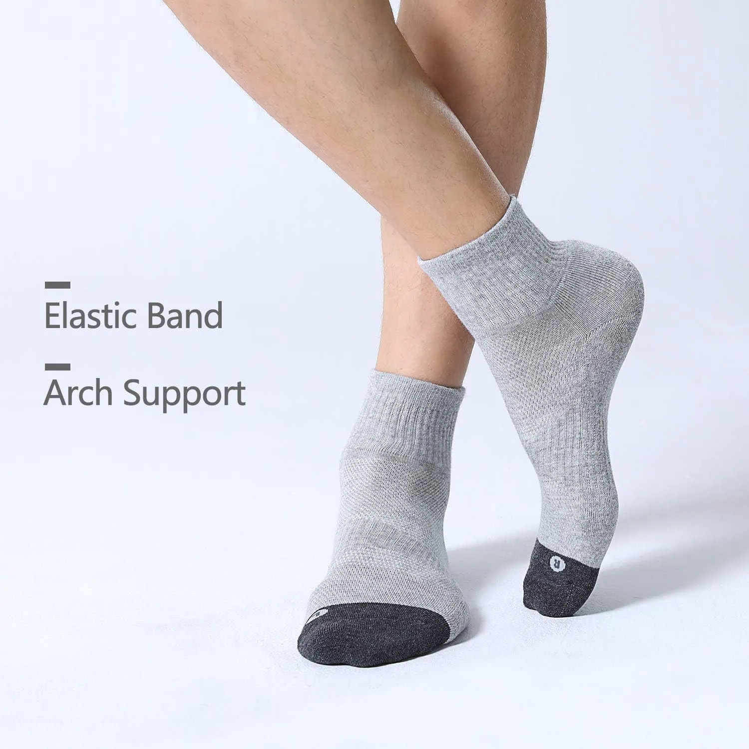 FITRELL 6 Pack Men's Athletic Ankle Socks Cushioned Sports Running Socks 7-9/9-12/12-15