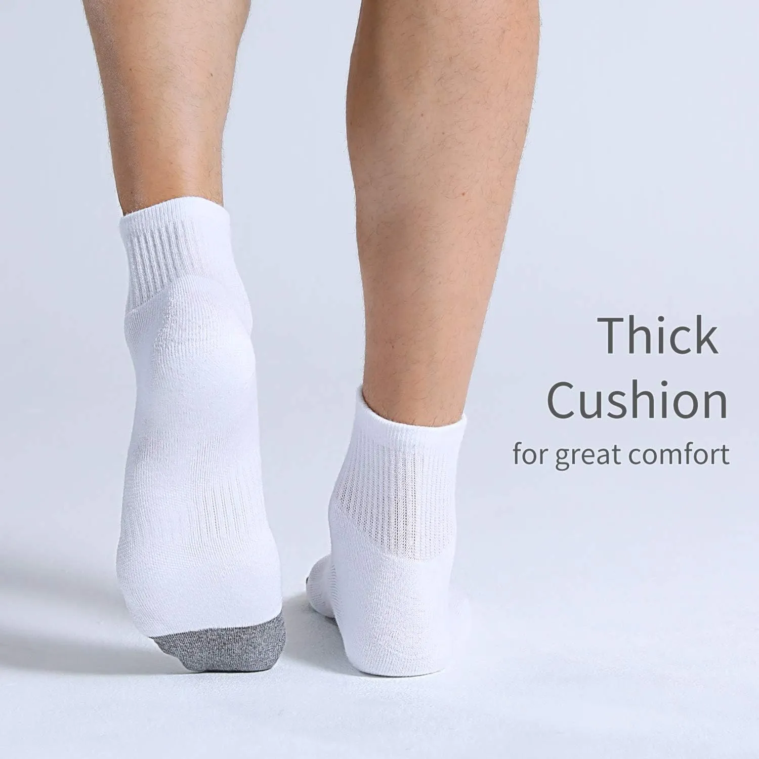FITRELL 6 Pack Men's Athletic Ankle Socks Cushioned Sports Running Socks 7-9/9-12/12-15