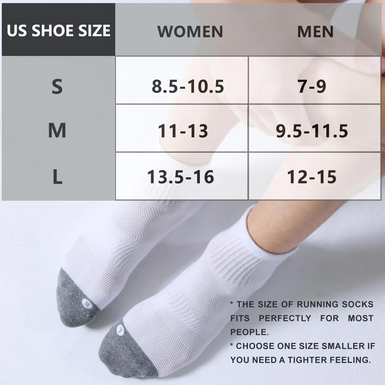FITRELL 6 Pack Men's Athletic Ankle Socks Cushioned Sports Running Socks 7-9/9-12/12-15