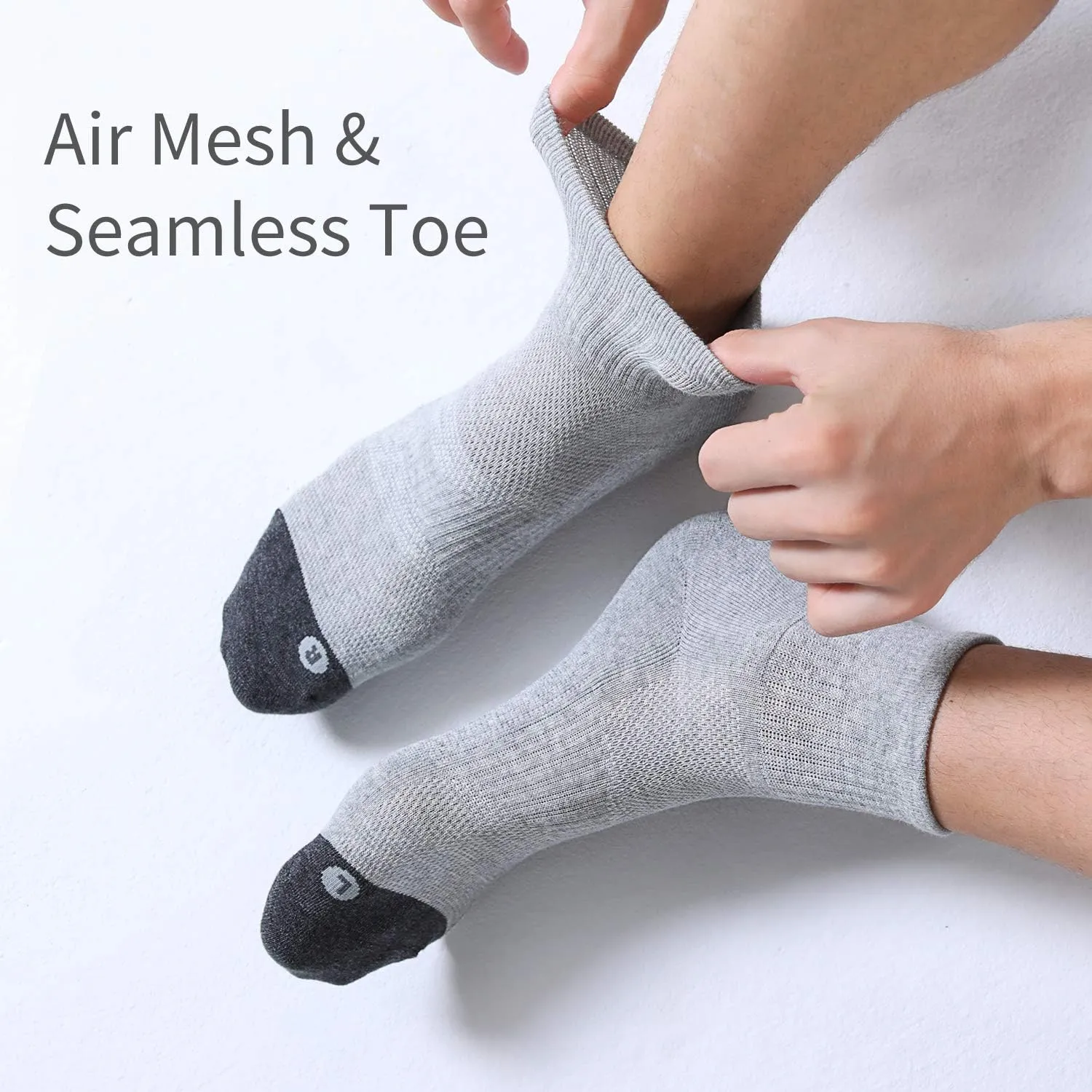 FITRELL 6 Pack Men's Athletic Ankle Socks Cushioned Sports Running Socks 7-9/9-12/12-15