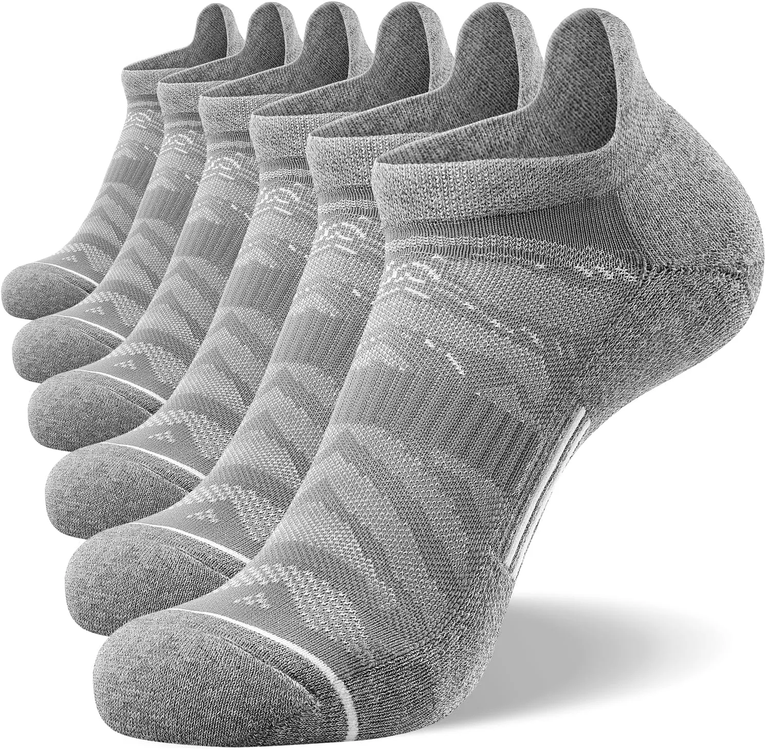 FITRELL Men's 6 Pack Ankle Running Socks Low Cut Cushioned Athletic Sports Socks 7-9/9-12/12-15