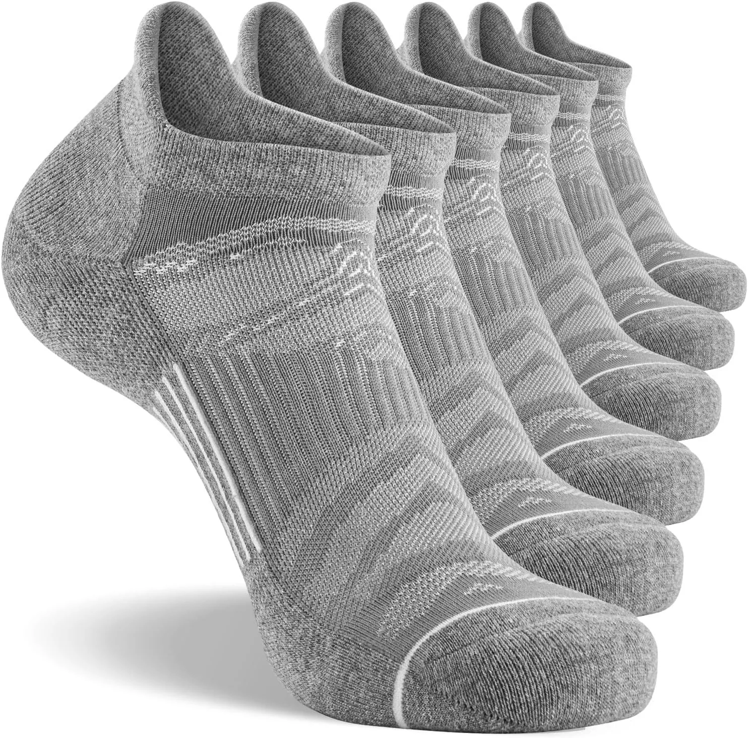 FITRELL Men's 6 Pack Ankle Running Socks Low Cut Cushioned Athletic Sports Socks 7-9/9-12/12-15
